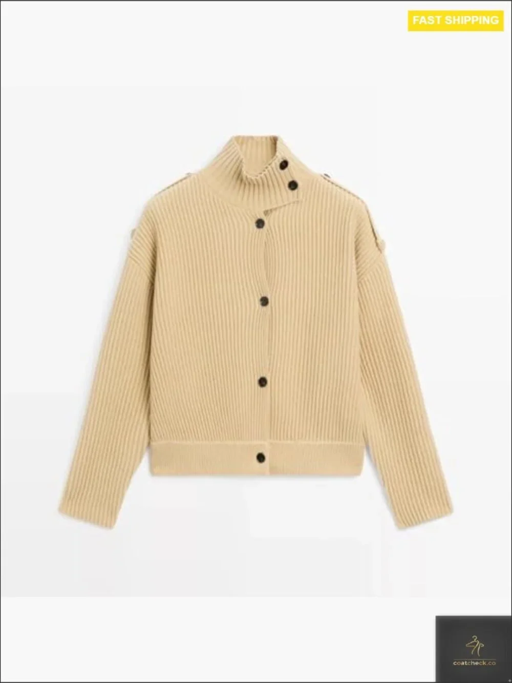 Cropped Cardigan Turtleneck Sweater Button Front Open Knit Coat Y2K Chic